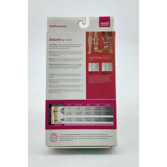 x3 Assure Medi Medical Compression Stockings Calf Closed Toe Beige 20-30 13701 S - Picture 12 of 14